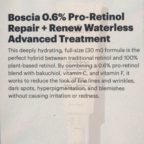 Boscia 0.6% Pro-Retinol Repair + Renew Waterless Advanced Treatment NEW - Picture 2 of 5